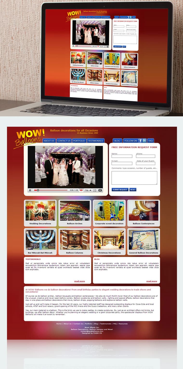 WEB SITE TEMPLATE FOR BALLOON DECORATING COMPANY V2 - Website Design and Development