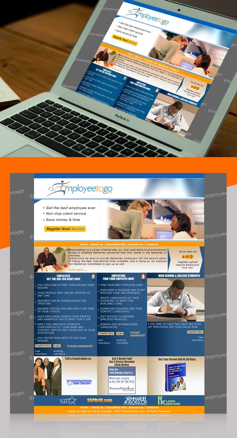 “EMPLOYEETOGO” CAREER ORIENTED SITE - Website Design and Development