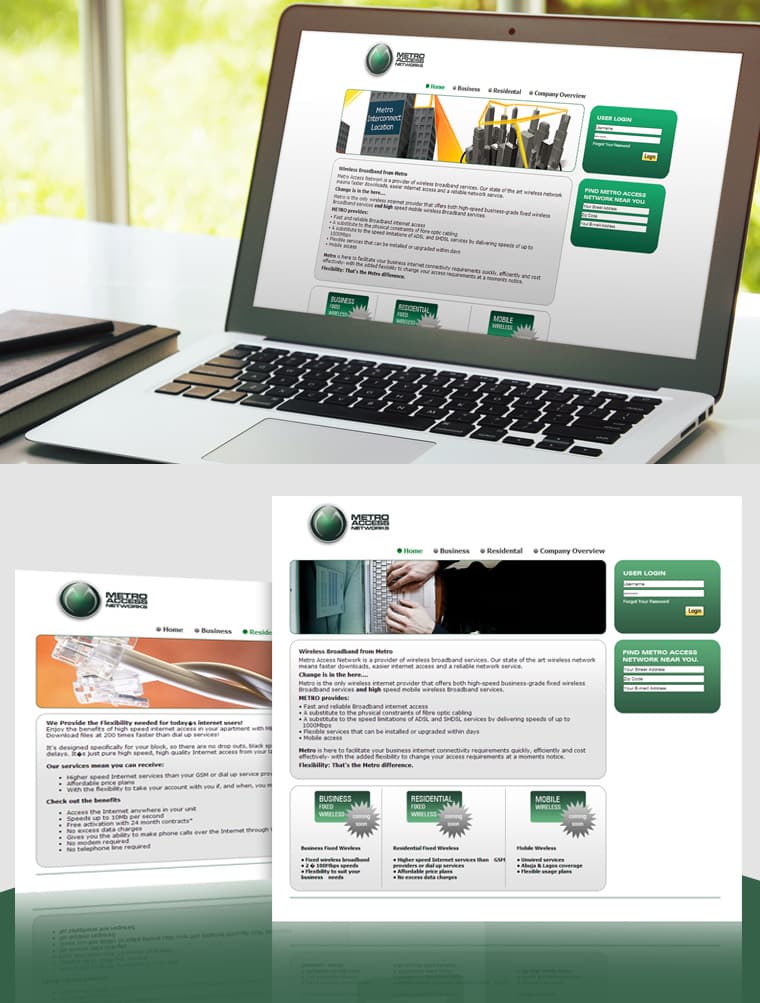 “METRO ACCESS NETWORK” WIRELESS BROADBAND SERVICES - Website Design and Development