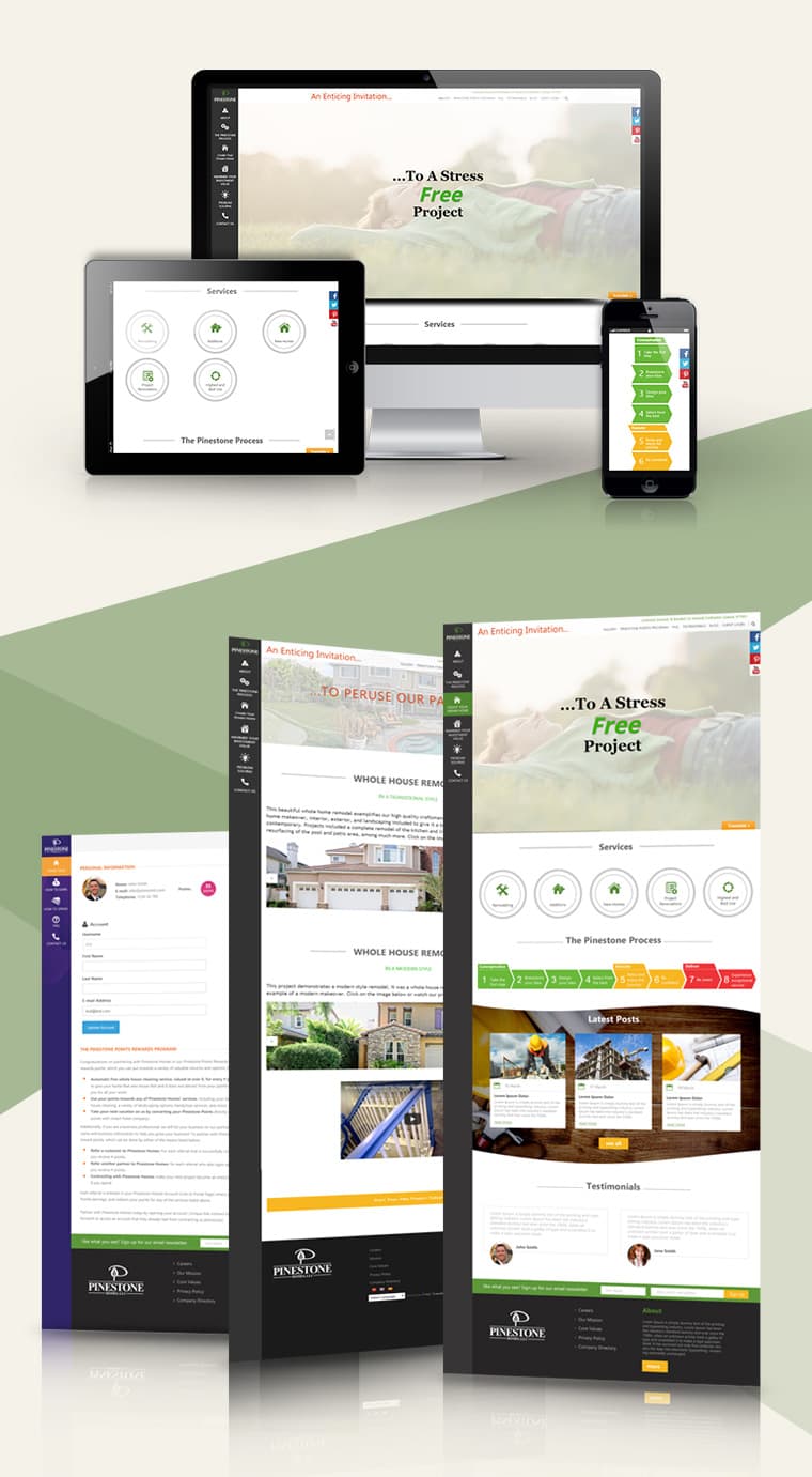 Pinestone Homes - Website Design and Development