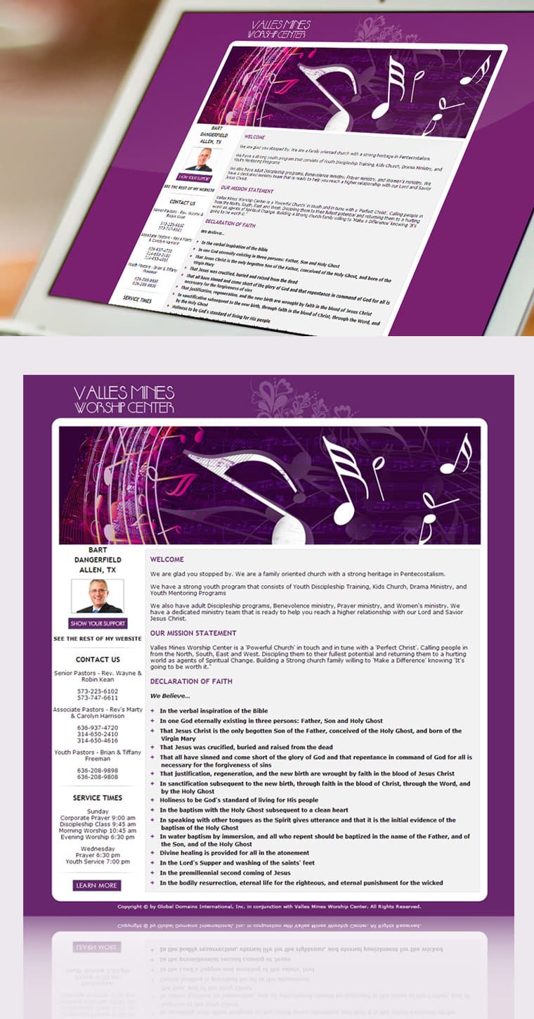 “VALLESMINESWORSHIPCENTER” FAMILY ORIENTED CHURCH - Website Design and Development