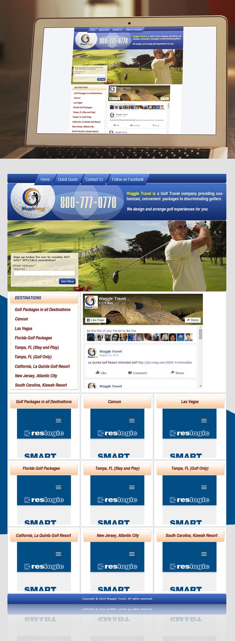 “WAGGLE TRAVEL” – GOLF TRAVEL COMPANY - Website Design and Development